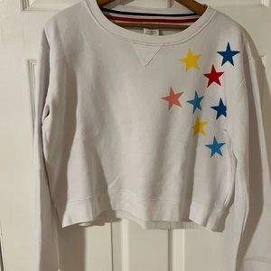 Exist white med cropped sweatshirt with stars